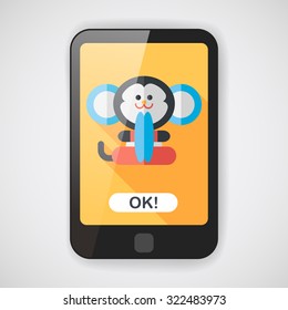monkey toy flat icon with long shadow,eps10
