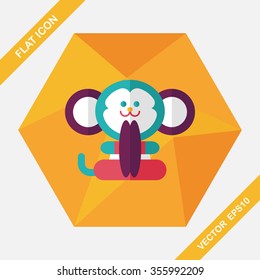 monkey toy flat icon with long shadow,eps10