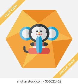 monkey toy flat icon with long shadow,eps10