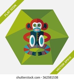 monkey toy flat icon with long shadow,eps10