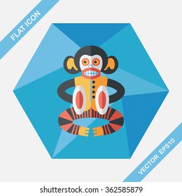 monkey toy flat icon with long shadow,eps10