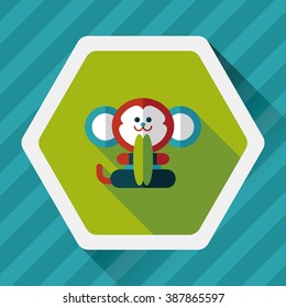 monkey toy flat icon with long shadow,eps10
