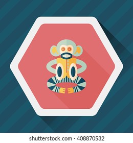 monkey toy flat icon with long shadow,eps10