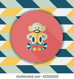 monkey toy flat icon with long shadow,eps10