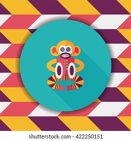 monkey toy flat icon with long shadow,eps10