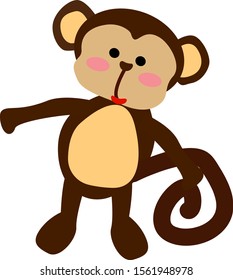 Monkey toy, illustration, vector on white background.