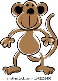 Monkey toy, illustration, vector on white background.