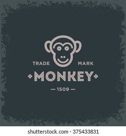 Monkey trade mark minimalist logo the face black