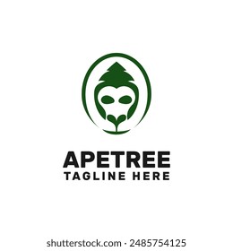 monkey tree logo, an ape in the shape of tree.