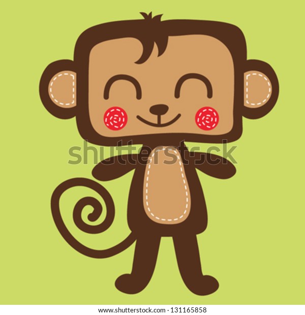 Monkey Tshirt Graphics Cute Cartoon Characters Stock Vector (Royalty