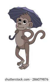 monkey with an umbrella on a white background