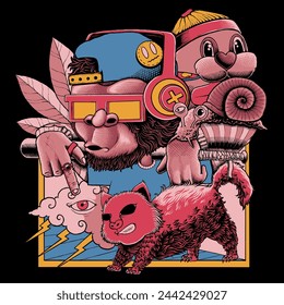 monkey urban style vector illustration