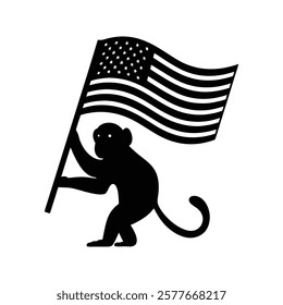 Monkey with USA Flag Design.