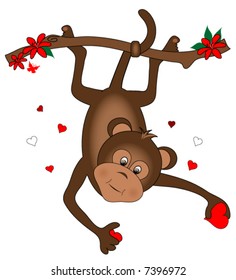 Monkey with valentine Vector.