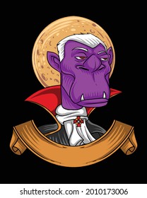 Monkey Vampire Dracula Halloween Logo