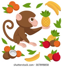 Monkey. Vector art.