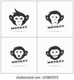 Monkey vector design icon. Monkey head logos.