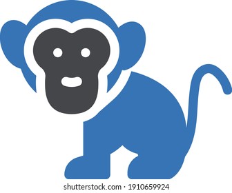 monkey vector glyph color icon