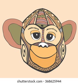 monkey, vector graphics 2. with ornaments and patterns. vector background