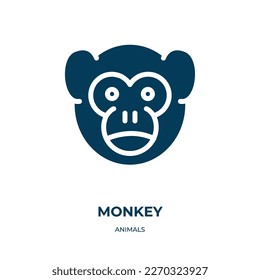 monkey vector icon. monkey, happy, animal filled icons from flat animals concept. Isolated black glyph icon, vector illustration symbol element for web design and mobile apps
