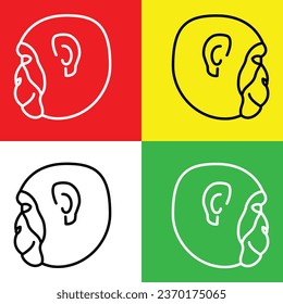 Monkey Vector Icon, Lineal style icon, from Animal Head icons collection, isolated on Red, Yellow, White and Green Background.