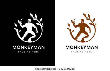 Monkey Vektorgrafik Icon, Monkey Man Minimalist Logo Beispielidee