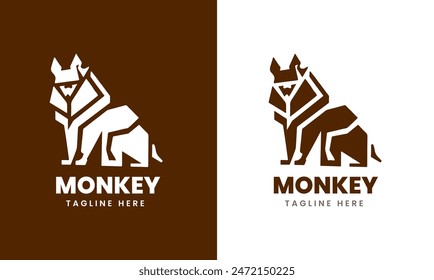 Monkey vector icon, monkey man minimalist logo sample idea