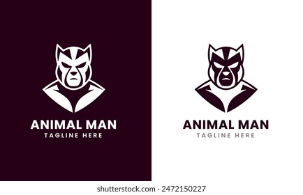 Monkey vector icon, monkey man minimalist logo sample idea