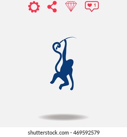 Monkey vector icon on grey background.
