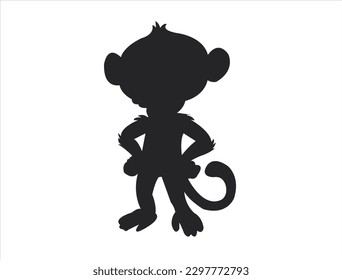 
Monkey vector icon. Monkey silhouette black and white.