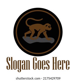 Monkey vector icon walking on black background