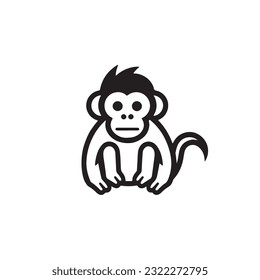 Monkey vector icon - Wild animal sign -  Animal vector logo