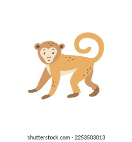 Monkey. Vector illustration of cute safari animal.