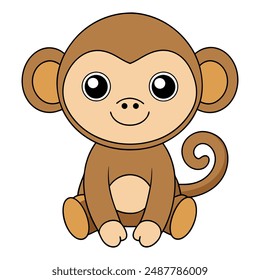 Monkey vector illustrations cartoon, clipart, line art designs for digital and printable use