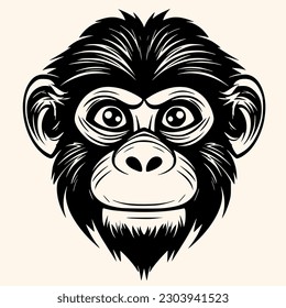 Vector de mono para logotipo o icono, imagen de clip, dibujo Estilo minimalista elegante, estilo abstracto Ilustración
