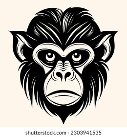 Monkey vector for logo or icon,clip art, drawing Elegant minimalist style,abstract style Illustration