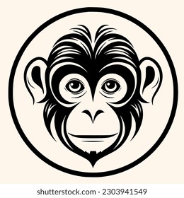 Monkey vector for logo or icon,clip art, drawing Elegant minimalist style,abstract style Illustration