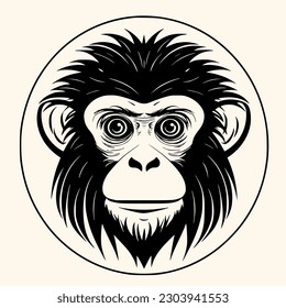 Monkey vector for logo or icon,clip art, drawing Elegant minimalist style,abstract style Illustration