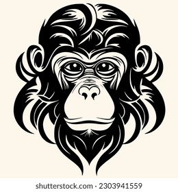 Monkey vector for logo or icon,clip art, drawing Elegant minimalist style,abstract style Illustration