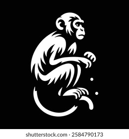 monkey vector on black background