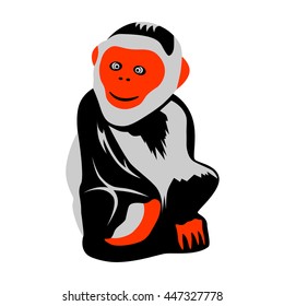 A monkey in a vector on a white background.Monkey logo in vector.