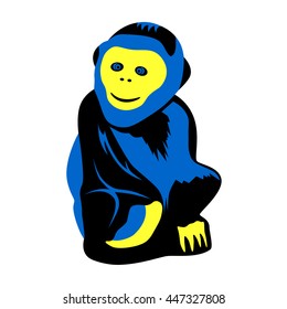 A monkey in a vector on a white background.Monkey logo in vector.