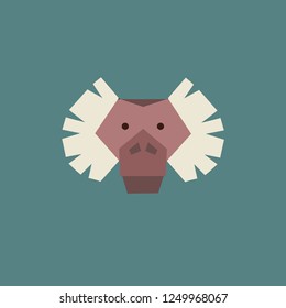 Monkey vector portrait icon in geometric flat style. Can be used as a sticker, icon, logo, design template, card, banner. 