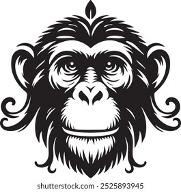 Monkey vector silhouette on white background