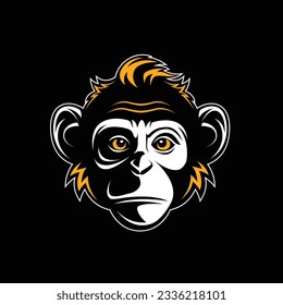 Monkey Vector Silhouette, Retro Logo, Vintage, Monkey Head, Minimalism, Monkey Line Art, Sport Logo