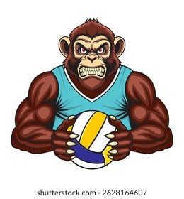 monkey volleyball mascot vector illustration design