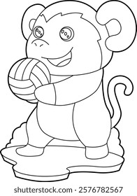 Monkey Volleyball player Volleyball Animal Vector Graphic Art Illustration