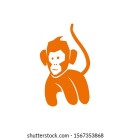 Monkey Walk Logo Design Template Vector Illustration Isolated