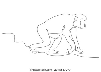 A monkey walking in the forest. World Wildlife Day one-line drawing