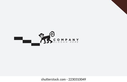 monkey walking on stairs icon for business and branding monogram 